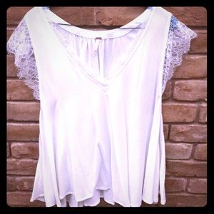 White, lace trimmed Free People shirt
